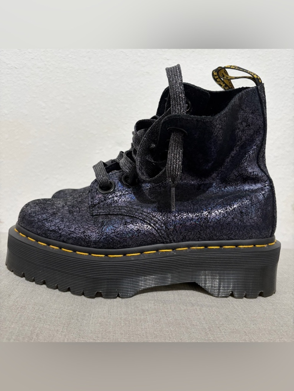 Dr Marten Molly Iridescent Crackle Platform Boots